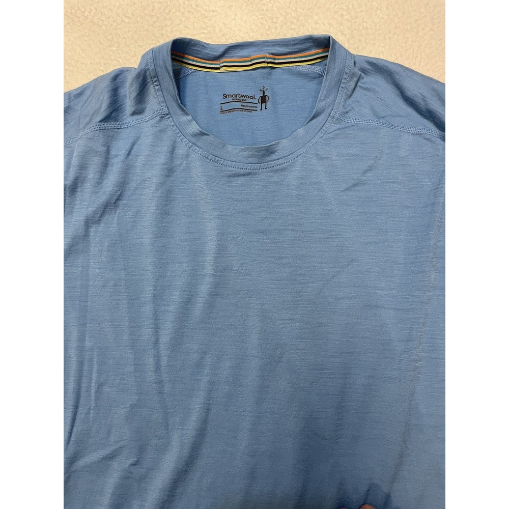 Smartwool Merino 150 Base Layer Shirt Men's Size L Short Sleeve Blue Hiking